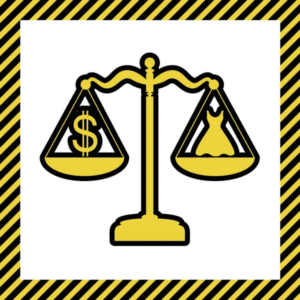 Vestido Símbolo Dólar Escalas Vector Ícone Amarelo Quente Com Contorno —  Vetores de Stock