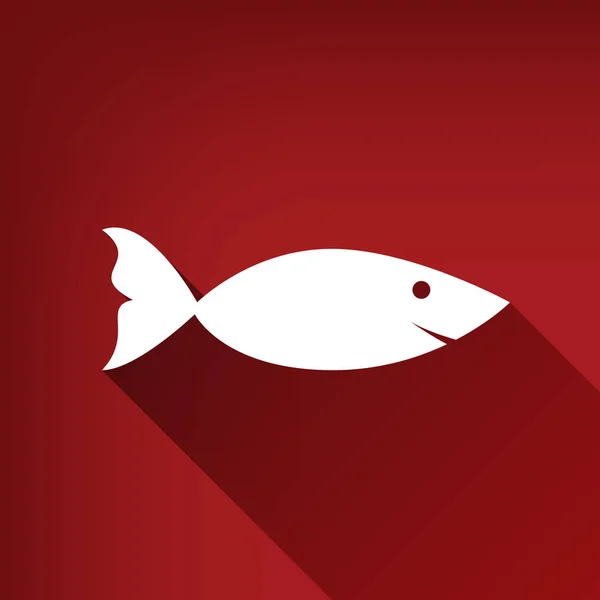 Fish Sign Illustration Vector White Icon Limitless Shadow Ruby Red — Stock Vector