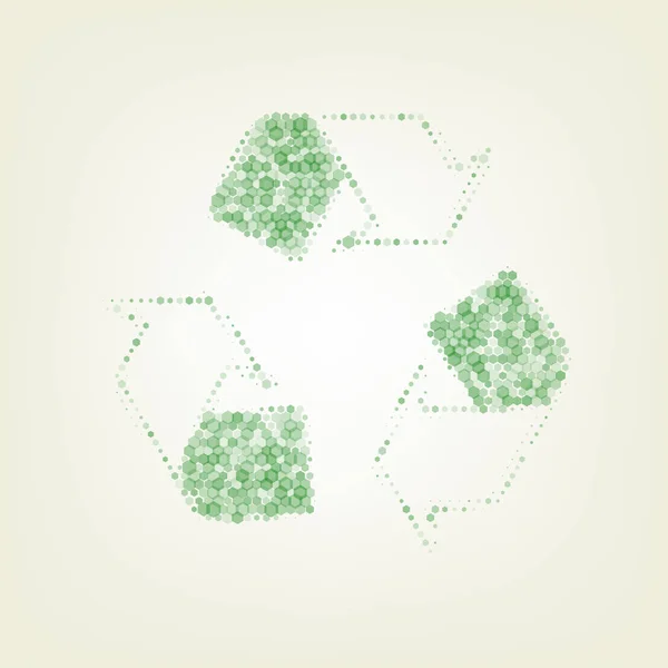 Recycler Concept Logo Vecteur Icône Hexagonale Craquelée Verte Opacité Taille — Image vectorielle