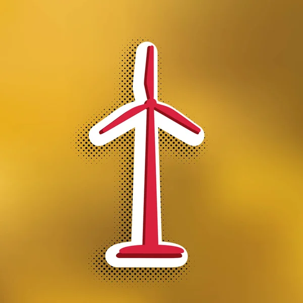 Logo Signo Turbina Eólica Vector Icono Magenta Con Sombra Más — Vector de stock