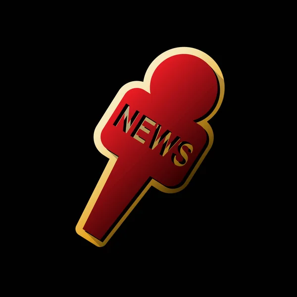 News Mikrofon Zeichen Illustration Vektor Rotes Symbol Mit Kleinen Schwarzen — Stockvektor