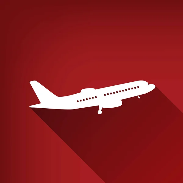 Uçan Uçak Işareti Yan Görünümü Vektör Yakut Kırmızı Arka Plan — Stok Vektör