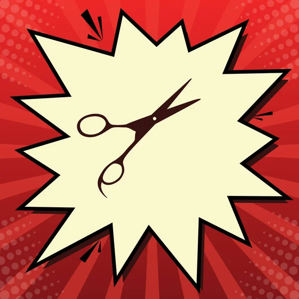 Hair Cutting Scissors Sign Vector Dark Red Icon Lemon Chiffon — Stock Vector