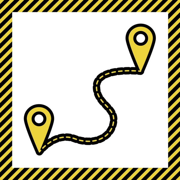 Mapa Navegación Pines Ubicación Señal Gps Vector Icono Amarillo Cálido — Archivo Imágenes Vectoriales