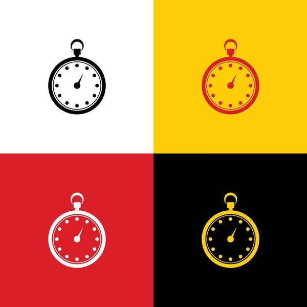 Stopwatch Teken Illustratie Vector Pictogrammen Van Duitse Vlag Overeenkomstige Kleuren — Stockvector