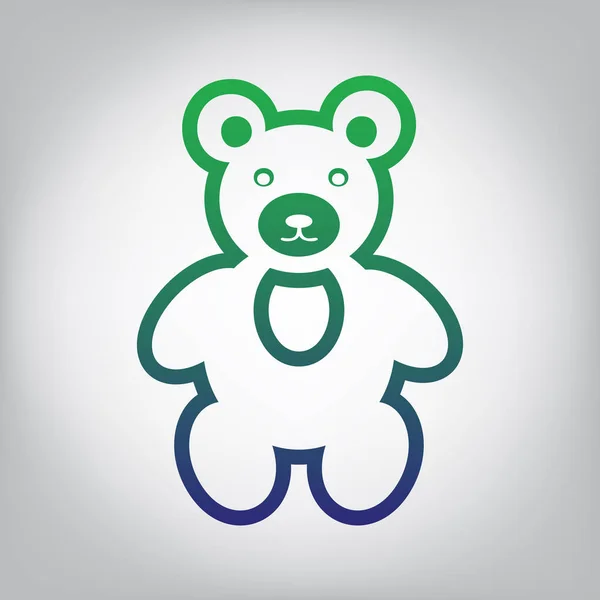 Medvídek Ilustrace Vektor Zelené Modrou Přechodu Obrysu Ikonu Šedivý Pozadí — Stockový vektor