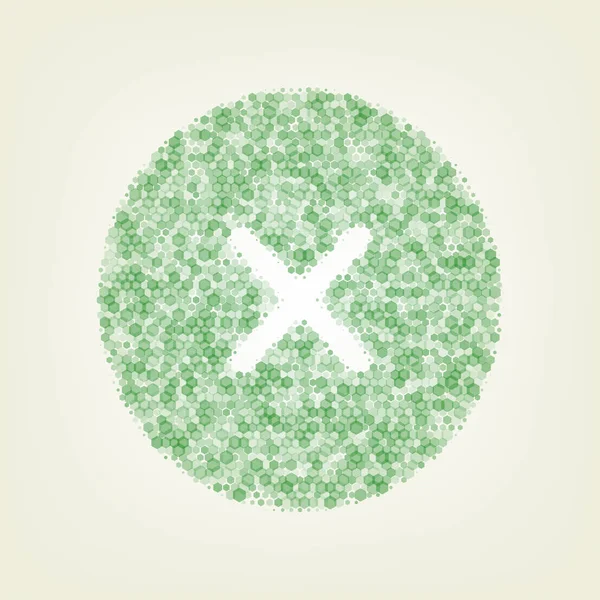 Korsa Tecken Illustration Vektor Grön Hexagon Rastered Ikonen Och Noised — Stock vektor