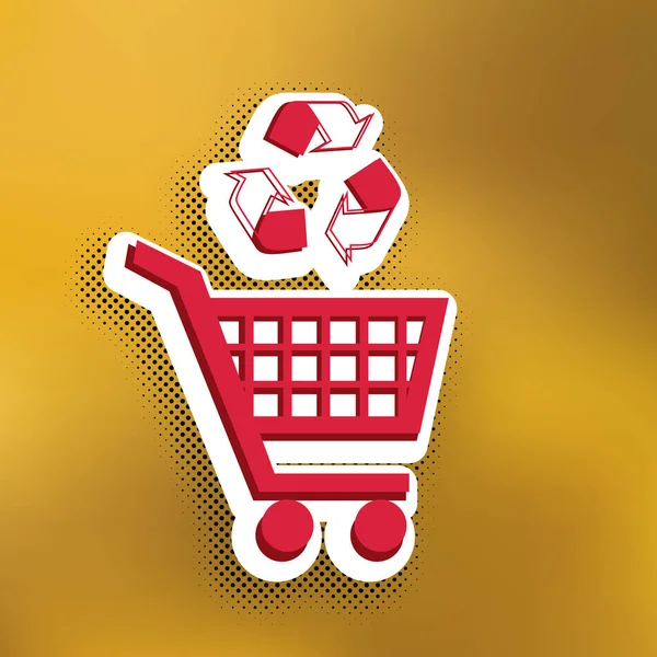 Shopping Cart Icon Recycle Sign Vector Magenta Icon Darker Shadow — Stock Vector