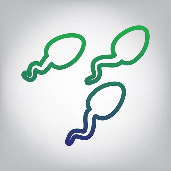 Sperms Sign Illustration Vector Green Blue Gradient Contour Icon Grayish — Stock Vector