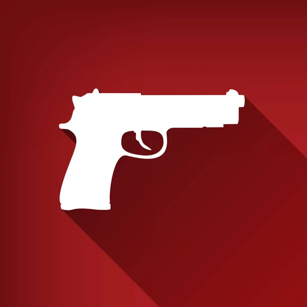 Ilustracja Znak Pistolet Wektor Biała Ikona Nieograniczoną Cień Ruby Czerwonym — Wektor stockowy