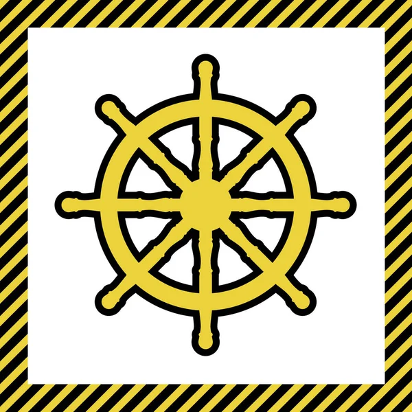 Корабельный Знак Вектор Теплый Желтый Значок Черным Контуром Рамке Назван — стоковый вектор