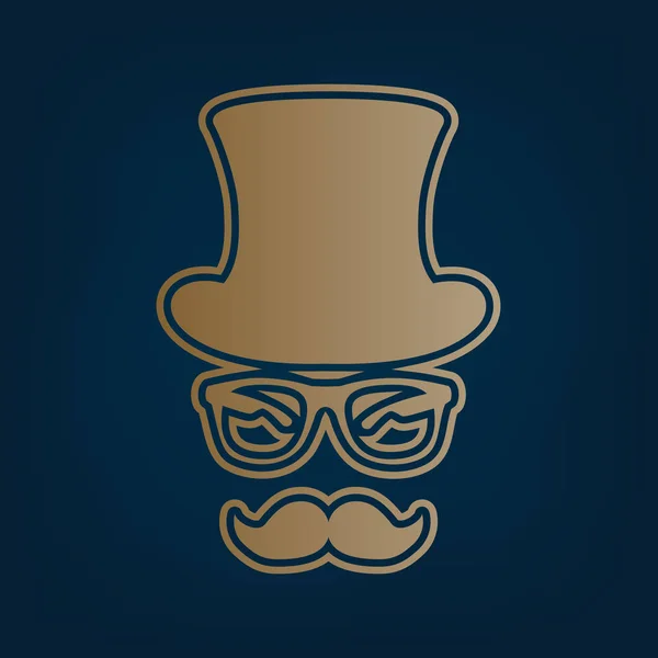 Design Acessórios Hipster Vector Ícone Dourado Borda Fundo Ciano Escuro — Vetor de Stock