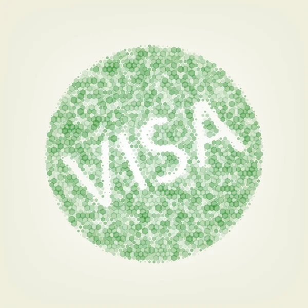 Visa カードのサイン イラスト ベクトル 緑の六角形 Rastered アイコンとノイズを含む不透明度と中心光と明るい緑の背景でサイズ — ストックベクタ
