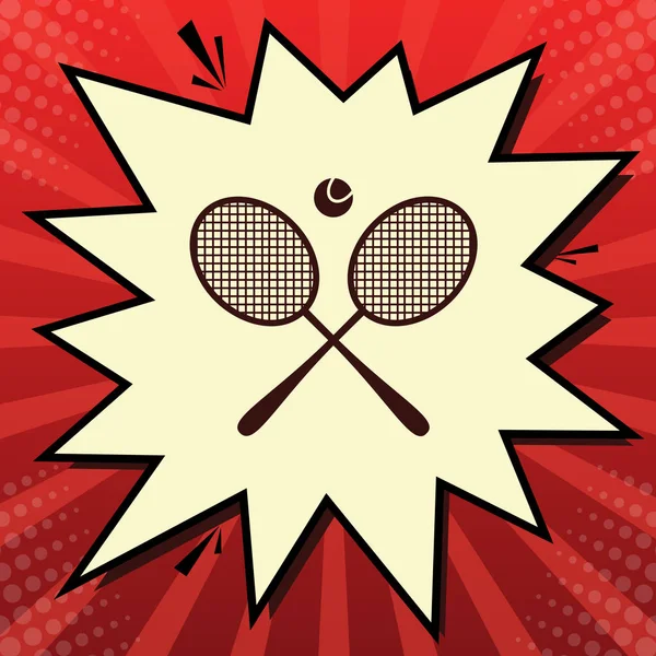 Due Racchette Tennis Con Cartello Sfera Vettore Icona Rosso Scuro — Vettoriale Stock