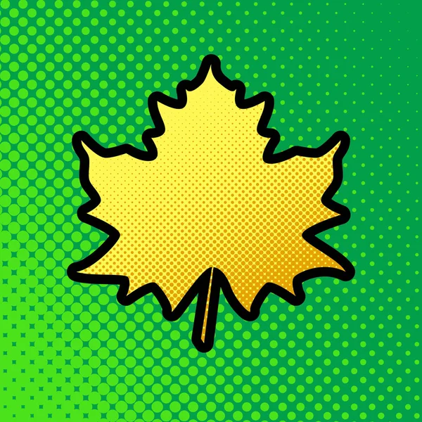 Maple Leaf Σημάδι Διάνυσμα Pop Art Πορτοκαλί Κίτρινο Εικονίδιο Τελείες — Διανυσματικό Αρχείο