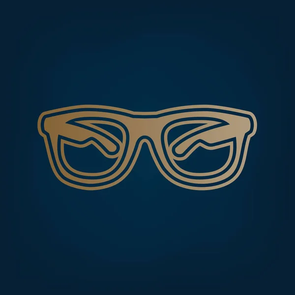 Óculos Sol Sinal Ilustração Vector Ícone Dourado Borda Fundo Ciano — Vetor de Stock
