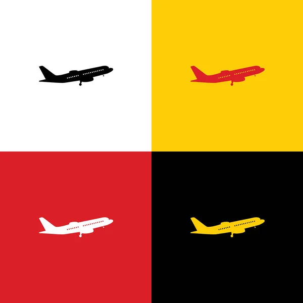 Fliegendes Flugzeugschild Seitenansicht Vektor Symbole Der Deutschen Flagge Auf Entsprechenden — Stockvektor