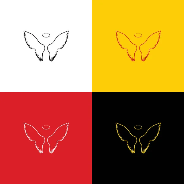 Vleugels Ondertekenen Illustratie Vector Pictogrammen Van Duitse Vlag Overeenkomstige Kleuren — Stockvector