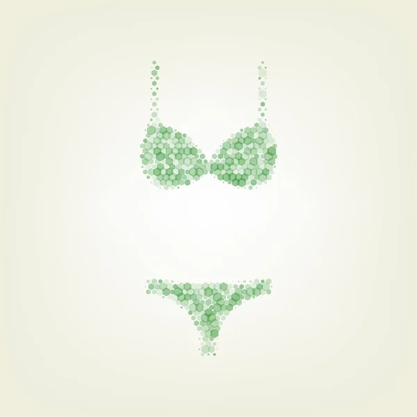 Ženy Znamení Plavky Vektor Zelená Šestiúhelník Rastered Ikonu Zašuměný Krytí — Stockový vektor