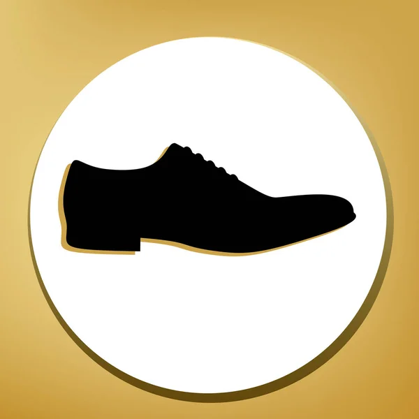 男性の靴に署名します ベクトル 形リング金色の背景に白い円で黒い影の光と黒のアイコン — ストックベクタ