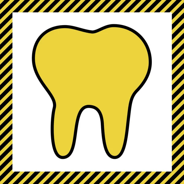 Ilustração Sinal Dente Vector Ícone Amarelo Quente Com Contorno Preto — Vetor de Stock