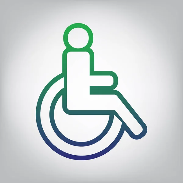 Disabled Sign Illustration Vector Green Blue Gradient Contour Icon Grayish — Stock Vector