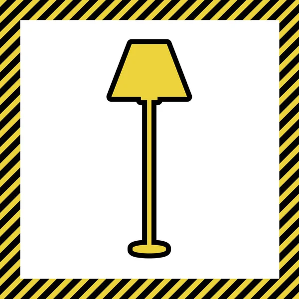 Lámpara Simple Signo Vector Icono Amarillo Cálido Con Contorno Negro — Vector de stock
