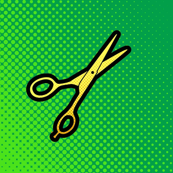 Ciseaux Coupe Cheveux Signe Vecteur Pop Art Icône Dégradé Points — Image vectorielle