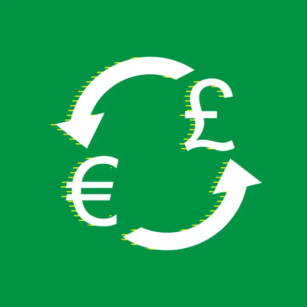 Znak Měny Exchange Euro Britské Libře Vektor Bílá Plochá Ikona — Stockový vektor