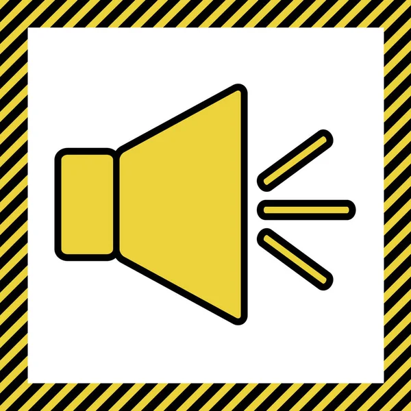 Sound Sign Illustration Mute Mark Vector Warm Yellow Icon Black — Stock Vector
