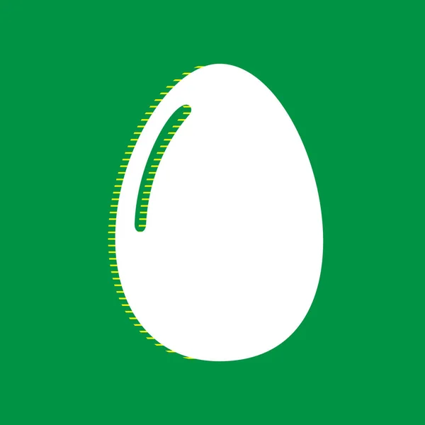 Знак Куриного Яйца Вектор Белый Плоский Значок Желтой Полосой Тени — стоковый вектор