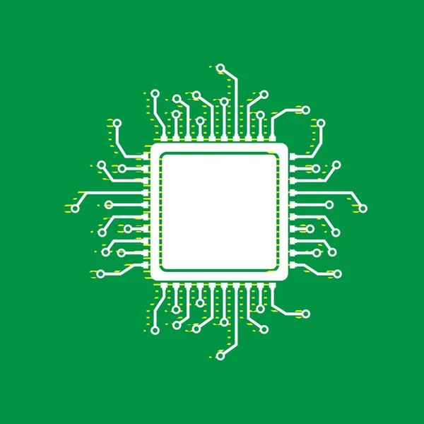 Cpu Ilustração Microprocessador Vector Ícone Plano Branco Com Sombra Listrada — Vetor de Stock