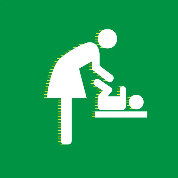 Les Femmes Symbole Bébé Changement Bébé Vecteur Icône Plate Blanche — Image vectorielle