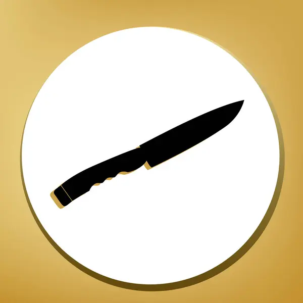 Señal Cuchillo Vector Icono Negro Con Sombra Marrón Claro Círculo — Vector de stock