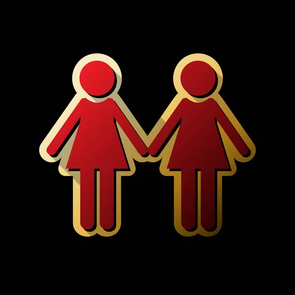 Lesbické Rodinné Znamení Vektor Červená Ikona Malým Černým Neomezené Stíny — Stockový vektor