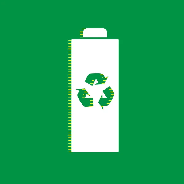 Ilustração Sinal Reciclagem Bateria Vector Ícone Plano Branco Com Sombra —  Vetores de Stock