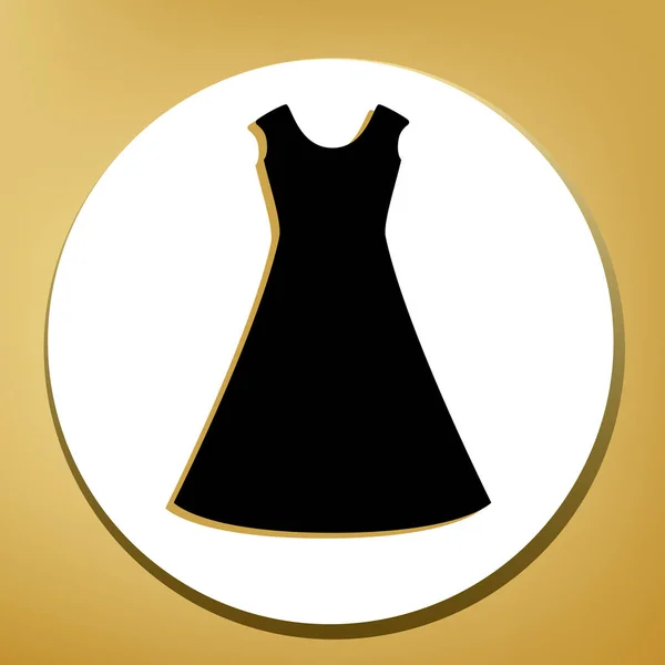 Hermoso Signo Vestido Largo Vector Icono Negro Con Sombra Marrón — Vector de stock