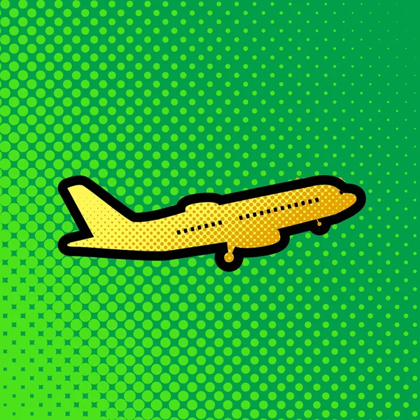 Panneau Avion Volant Vue Latérale Vecteur Pop Art Icône Dégradé — Image vectorielle