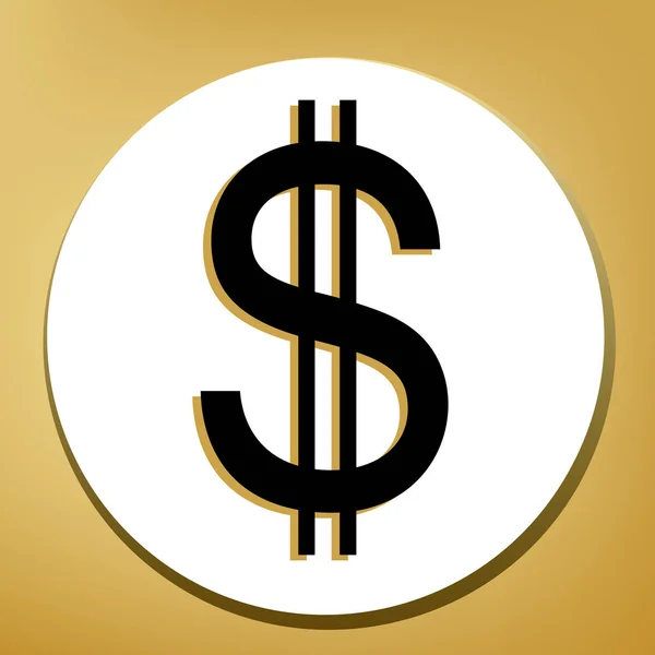 Znak Dolara Stanów Zjednoczonych Wektor Czarna Ikona Jasny Brązowy Cień — Wektor stockowy