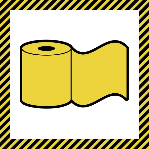 Туалетная Бумага Знак Вектор Теплый Желтый Значок Черным Контуром Рамке — стоковый вектор