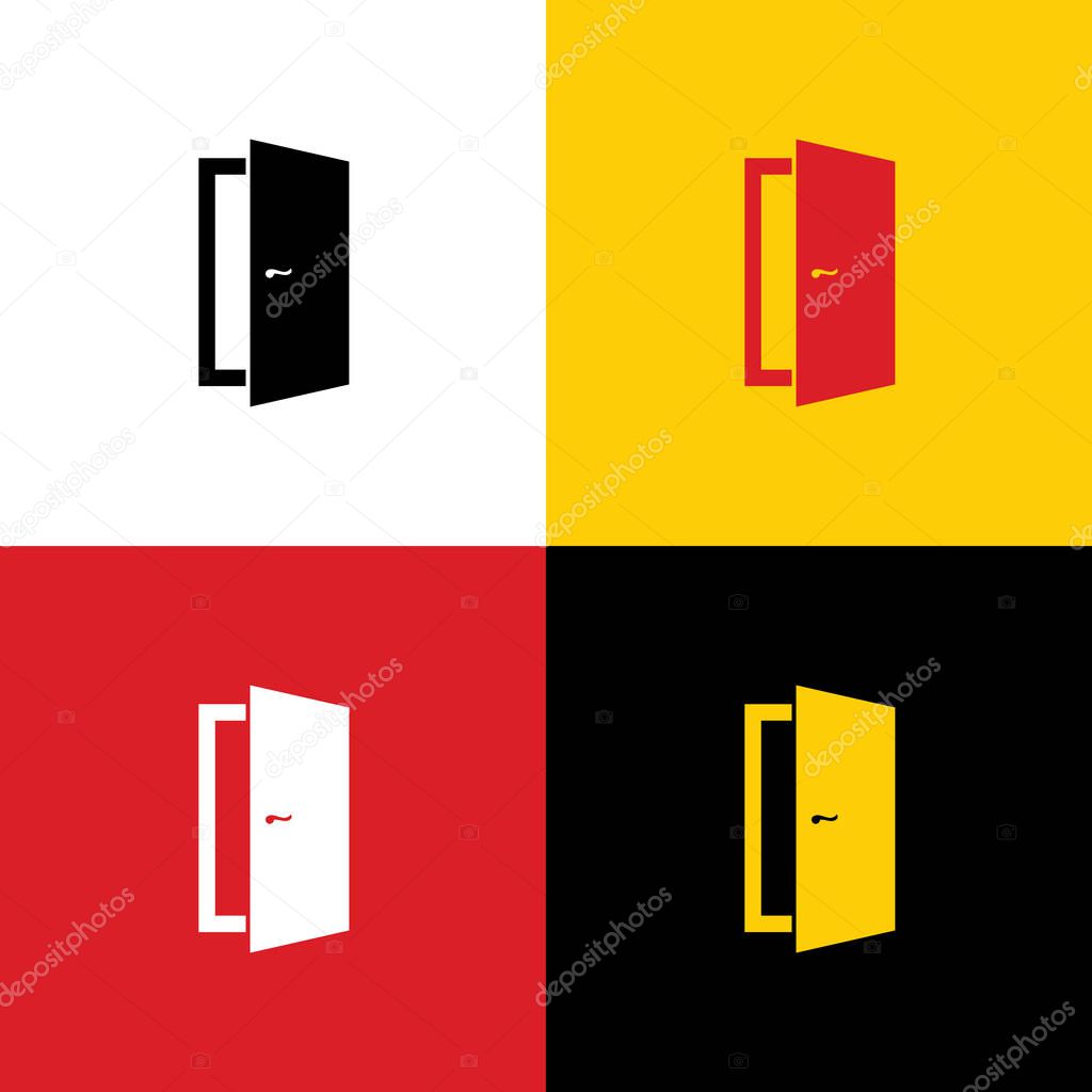 Door sign illustration. Vector. Icons of german flag on corresponding colors as background.