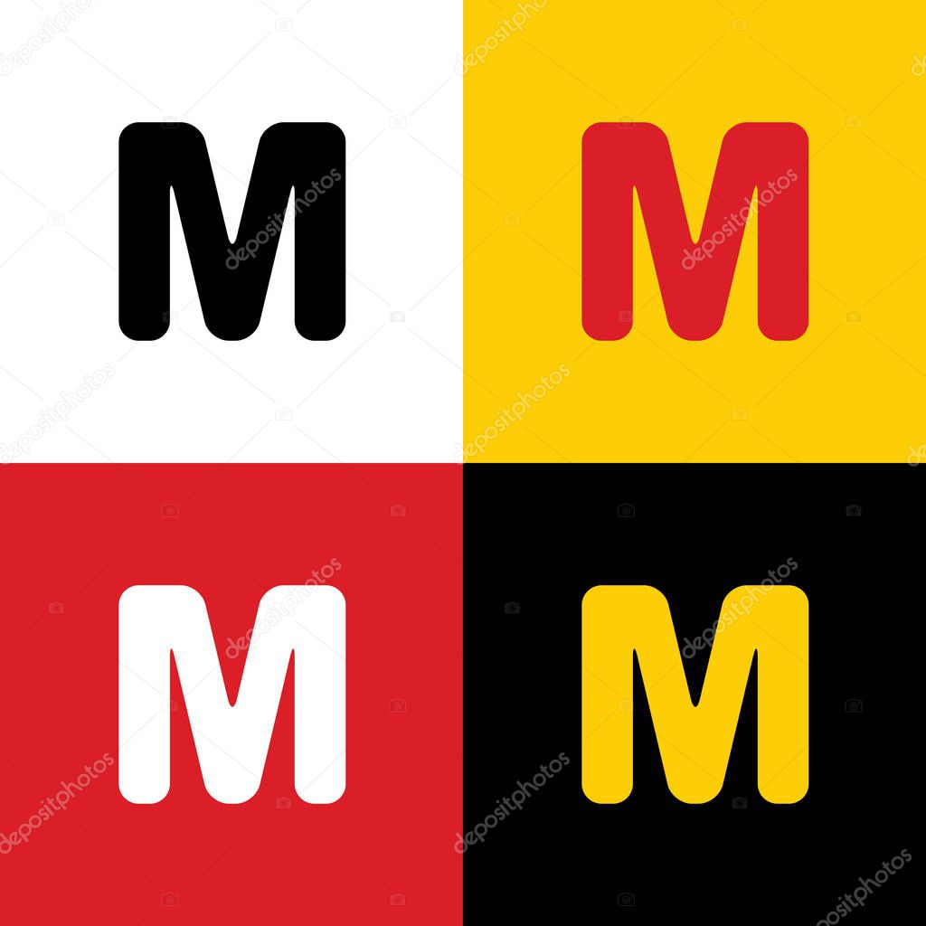 Letter M sign design template element. Vector. Icons of german flag on corresponding colors as background.