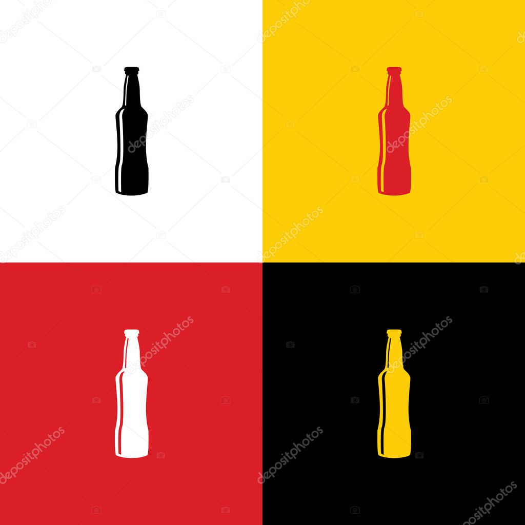 Beer bottle sign. Vector. Icons of german flag on corresponding colors as background.