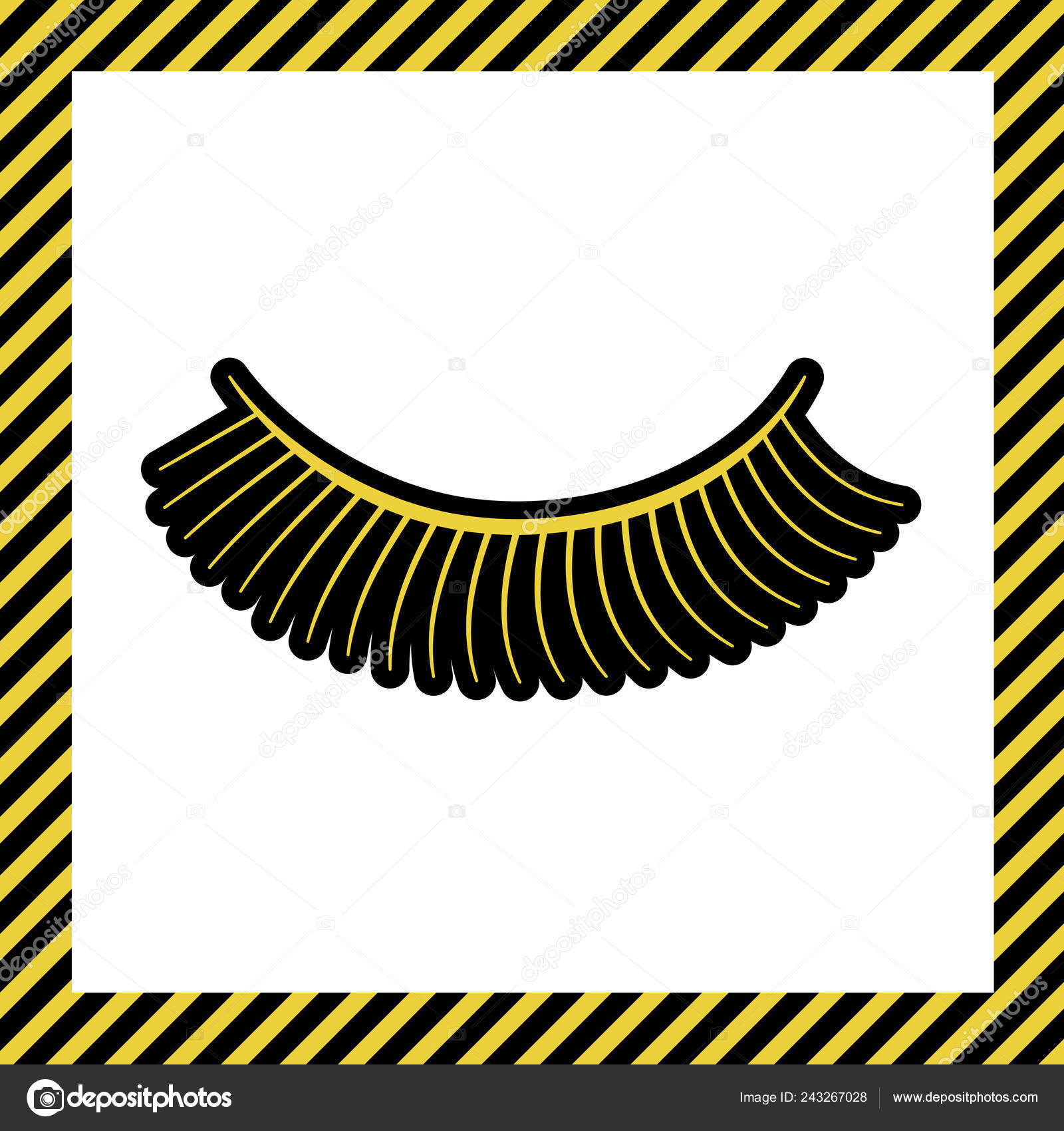 Eyelashes Sign Vector Warm Yellow Icon Black Contour Frame Named Eyelashes Sign Vector Warm Yellow Icon Black Contour Frame Named Stock