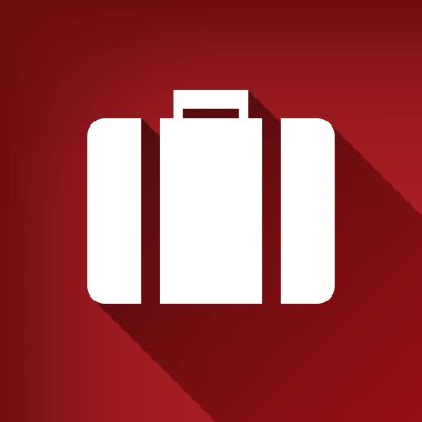 Evrak Çantası'nı işaret illüstrasyon. Vektör. Yakut kırmızı arka plan, sınırsız gölge beyaz simgesi.