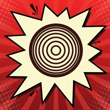 Meridyenler üst görünümden. Vektör. Limon şifon çekim kabarcığın ışınları ile kırmızı popart arka plan, koyu kırmızı simge.