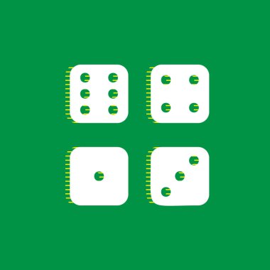 Şeytanlar kemikler, dişler imzala. Vektör. Yeşil arka plan, sarı çizgili gölge beyaz düz simgesi.