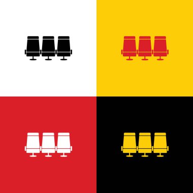 Uçak taşıma koltuk illüstrasyon işareti. Vektör. Arka plan olarak karşılık gelen Colors Alman bayrağı simgeleri.