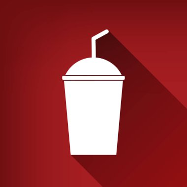 Soda işareti. Vektör. Yakut kırmızı arka plan, sınırsız gölge beyaz simgesi.