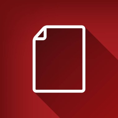 Dikey belge işareti illüstrasyon. Vektör. Yakut kırmızı arka plan, sınırsız gölge beyaz simgesi.
